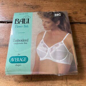 Vintage Bali Flower Underwire Bra 180 White Size 38C Average Shapes New Sealed